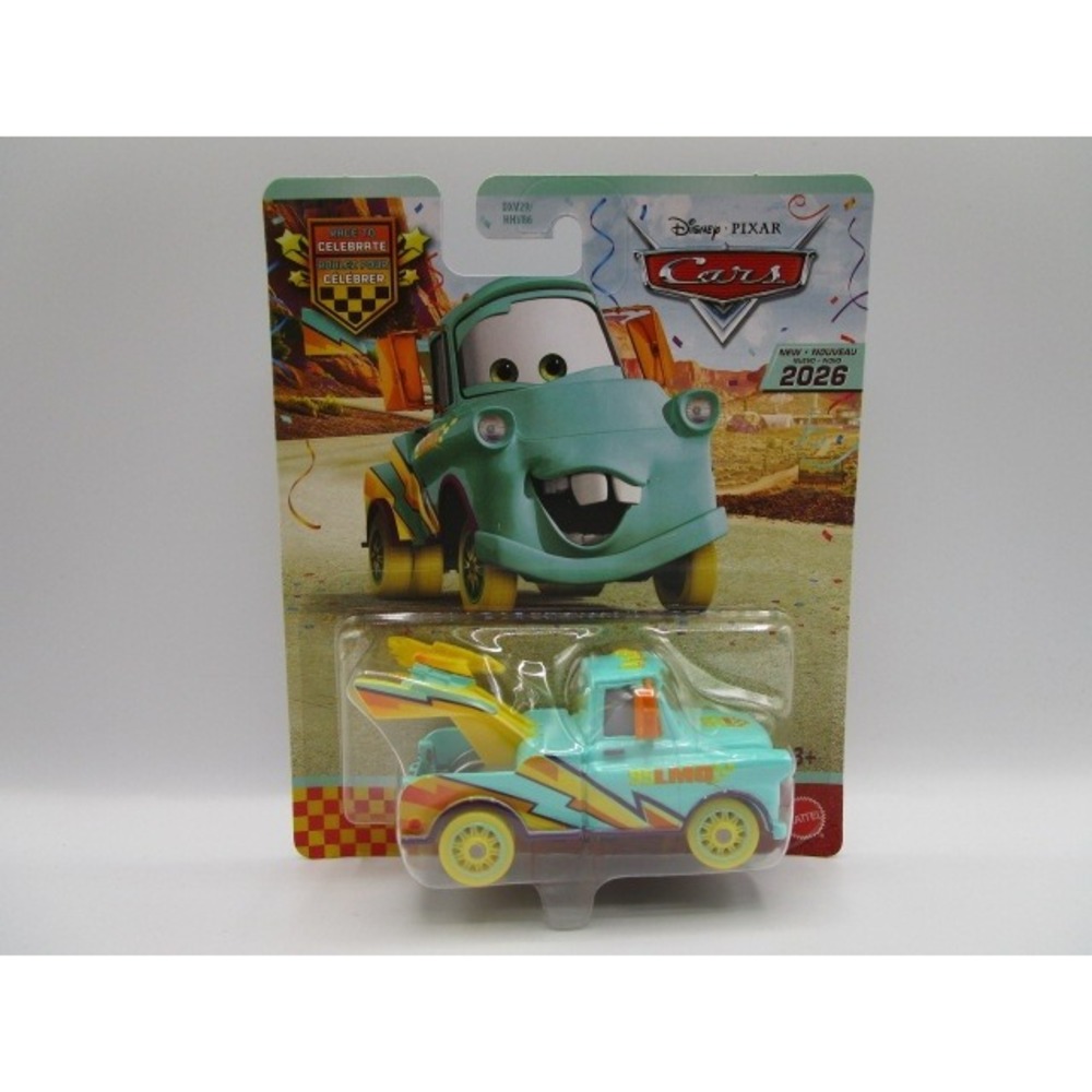 Disney Pixar Cars Mater Race to Celebrate 20th Die-Cast Teal Yellow Mattel 1:55